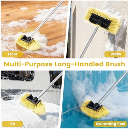 Car Wash Brush with Long Handle, 60'' Soft Bristle Cleaning Brush, Car Cleaning Brushes, Carwash Brushes for SUV, RV, Boat, Truck, House Siding, Sweep Snow, Yellow - color: Yellow