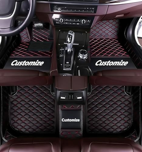 Custom Floor Mats for Cars,All-Weather car Floor MATS-Suitable for 99% of car Models,Luxury Full Coverage All Car Floor Mats,Anti-Slip Leather Car Mat Set (Black Color, red line) - color: Black color, red line