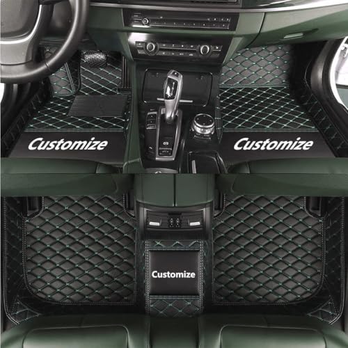 Custom Personalized Floor Mats for Cars，Luxury Full Coverage All Car Floor Mats，Anti-Slip Leather Car Mat Set ，Custom Floor Mats for 99% of Cars, Trucks & SUVs (Black Green) - color: Black Green