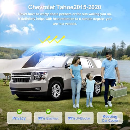 8pcs Car Window Shades for Chevrolet Tahoe 2015-2020 Accessories,Windshield Side Rear Full Sunshade,Sun Visor UV Blocking, Privacy Protection and Blackout for Camping Outdoor - size: for Tahoe2015-2020