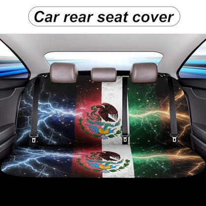 Breathable Comfortable Back Seat Covers Compatible with 90% Vehicles Car Accessories for All Seasons, Non Fade Cool Lightnings Eagle Mexico Flag Seat Cushion Pad Mat Covers - color: Pattern 136