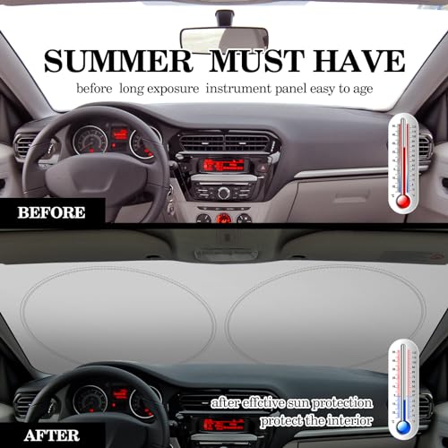 Woanger Windshield Sun Shade Foldable Car Front Window Covers for Car Accessories Sun Heat UV Rays Visor Protector Protection for Universal Cars SUV Truck (Solid Style) - style: Solid Style