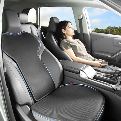 TOPABYTE Front Seat Covers for Toyota RAV4 2019-2026 Hybrid XLE LE SE XLE Premium, Limited Breathable Bottom Car Seat Cushion Protector All Season Protection Accessories (4pcs/Black Ice Silk) - size: Front Seat Cover 4pc