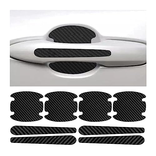 AUCELI Car Door Handle Scratch Protectors, 8 PCS Carbon Fiber Texture Anti-Scratches Bowl Sticker, Non-Marking Car Door Handle Cup Protective Film, Universal Door Handle Paint Cover Guard Sticker