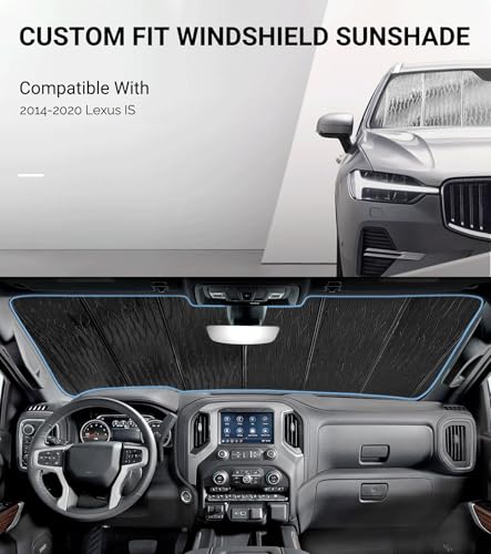 Pigenius Windshield Sunshade for Lexus IS200t/IS250/IS300/IS350/IS F 2014-2020 Front Window Sun Shade - AstraGuard - color: Silver, size: 2014-2020 IS