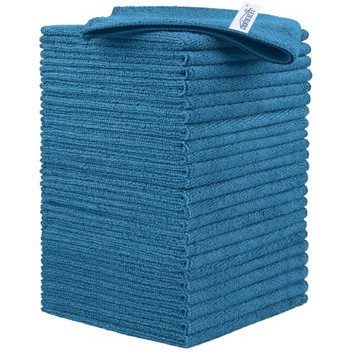 HOMEXCEL Navy Blue Microfiber Cleaning Cloth, 24 Pack Cleaning Towels for Kitchen, Lint Free, Scratch-Free, Highly Absorbent, and Reusable Cleaning Rags for House, Window, Cars, 11.5 X11.5 inch - color: Navy Blue