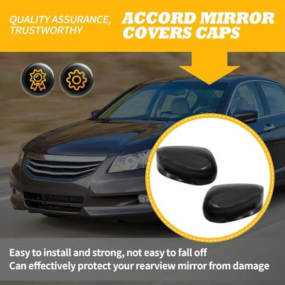 2PCS Front Driver and Passenger Side Black Rearview Mirror Caps Compatible with Accord 2008 2009 2010 2011 2012 2013