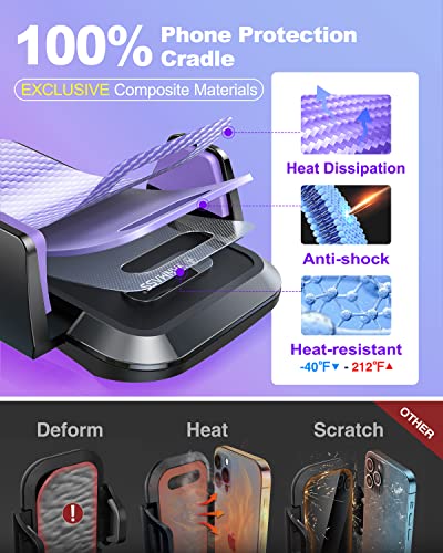 VANMASS【85+LBS Strongest Suction & Military-Grade Ultimate Car Phone Mount【Patent & Safety Certs】 Cell Holder Truck for Dash Windshield Vent for iPhone 17 Pro Max Automobile Accessory Kits,Purple - color: Purple