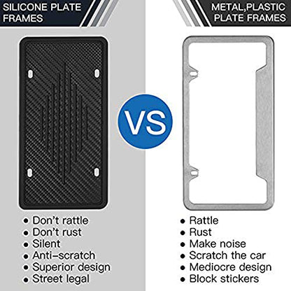 Intermerge License Plate Frames, 2 Pack, Universal US Car Black TPU Bracket Holder. Rust-Proof, Rattle-Proof, Weather-Proof with Drainage Holes Car Accessories
