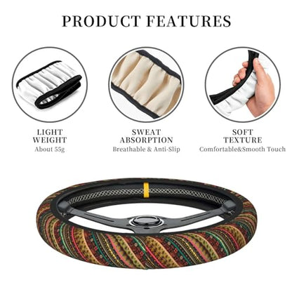 Boho Hippie Elastic Steering Wheel Cover Universal 15 Inch - color: 3