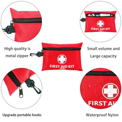 Mini First Aid Kit - 147 Piece Small First Aid Kit,with Rotatable Buckle Ideal for Cars, Schools, Sports, Homes, Travel, Camping, Hiking ﻿