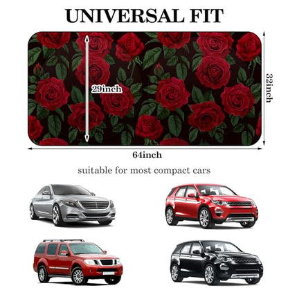 Windshield Sun Shade Foldable Car Front Window Covers for Car Accessories Sun Heat UV Rays Visor Protector Protection for Universal Cars SUV Truck (Rose) - style: Rose