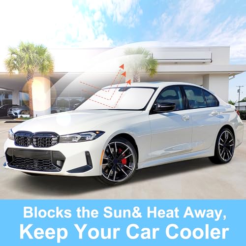 Windshield Sun Shade Custom Fit for 2013 2014 2015 2016 2017 2018 BMW 3 Series/F30/F31/F80/M3 Accessories Foldable Sunshade Sun Blocker Protect Car from Sun Rays & Heat Damage Keep Car Cooler - size: Fit 3s /F30/F31/F80/M3 2013-2018