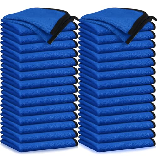 Tallew 40 Pcs Microfiber Towels:16"x16" Microfiber Drying Towels Bulk Micro Fiber Car Cleaning Cloth for Cars Drying Washing Polishing Office Windows Cleaning Household Supplies (Blue) - color: Blue