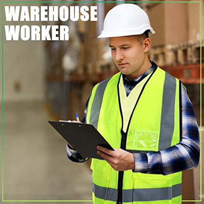 10 Pcs Reflective Safety Vest with Pockets and Zipper High Visibility Vest for Women Men Work, Construction, Cycling - size: Medium