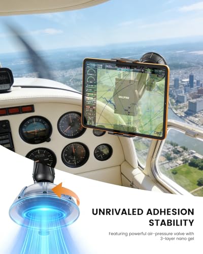 OHLPRO Tablet Holder for Pilot Aircraft Windshield, Anti-Vibration Suction Cup Aviation Mount, Fits 5-13" iPad Pro 12.9, Mini 6, Air & Thick Cases, Heavy Duty for Car Dashboard, Cockpit, Truck - size: for 4.5-12.9'' Device
