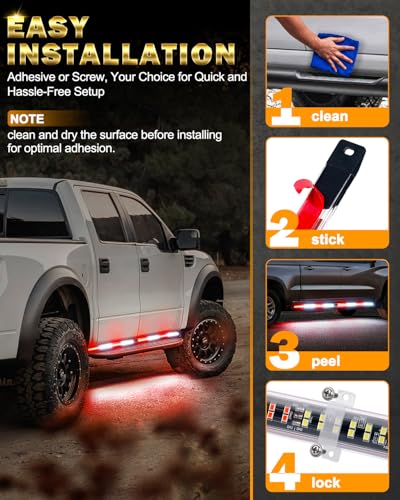 LUMENIX 70 Inch Emergency Running Board Rigid Strobe Lights Strip Bar 864 LED Flashing Warning Firefighter Light with Controller for First Responder Vehicles POV Fire Trucks Pickups Cars - color: Red and White