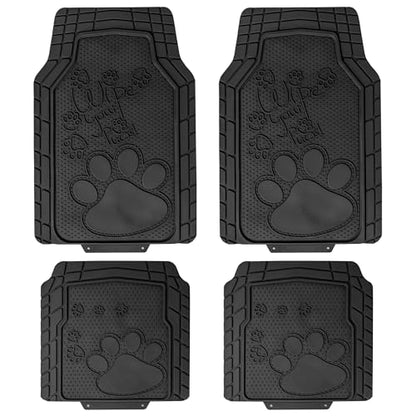 FH Group Car Floor Mats - Adorable Paw Print, Heavy-Duty Rubber Mats, Universal Fit Full Set, Climaproof, Trimmable, Fit Most Sedan, SUV, Truck - Black - color: Black