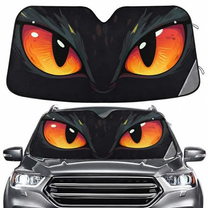 Windshield Sun Shade Red Evil Cat Eyes Front Window Block UV Shades Visor Reflective Retractable for Car SUV Trucks - color: B007