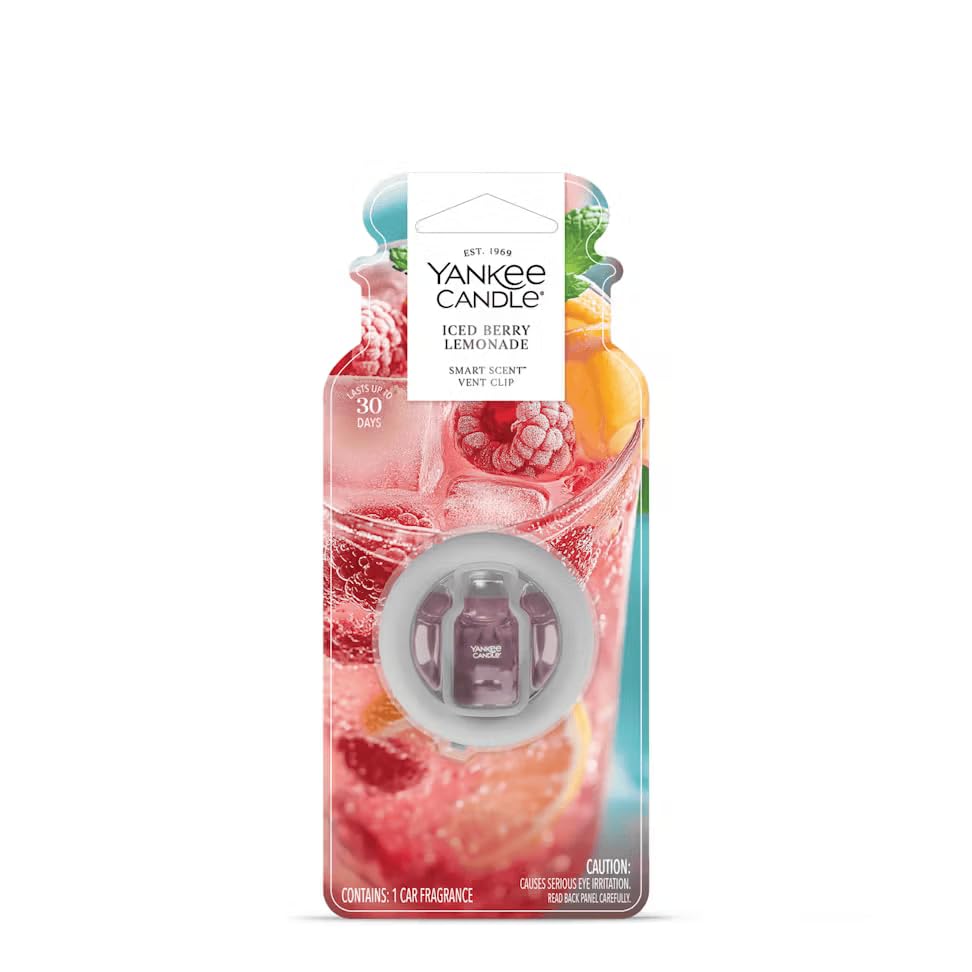 Yankee Candle Smart Scent Vent Clip Car Air Freshener, Adjustable Fragrance Strength, Long Lasting Up to 30 Days, Odor Neutralizing Car Fragrance, Iced Berry Lemonade (Pack of 6) - size: 1 Count (Pack of 6)