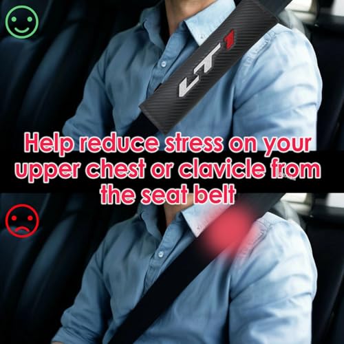 KAELTHAS 2 PCS Car Seat Belt Cover Pad Compatible with Camaro Corvette LT1 Theme Carbon Fiber Look Car Seat Strap Pads Cushions Comfortable Driving Interior Accessories