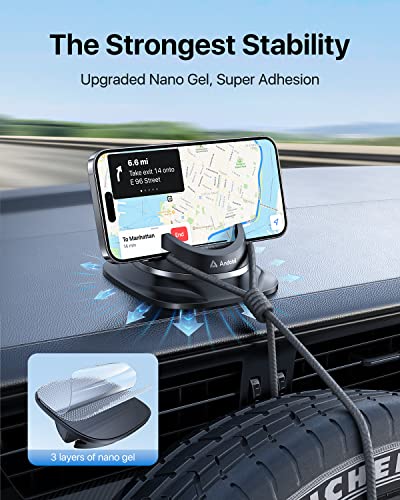 andobil Upgraded Car Phone Holder, Stable & Silicone Phone Holders for Your Car, 360°Rotatable Dashboard Cell Phone Holder, Cell Phone Car Mount Compatible with iPhone 16 Pro Max/15/14/13/12, Samsung