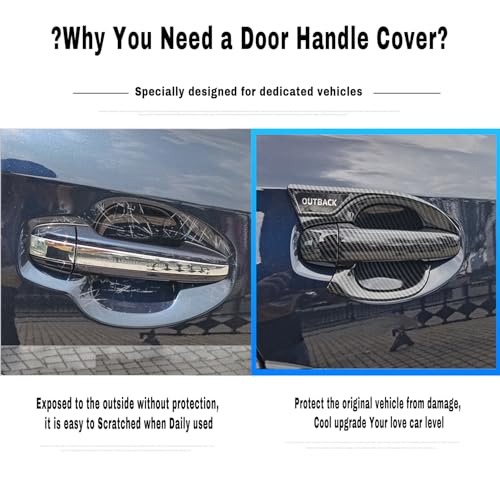 Door Handle Cup Protector for Subaru Outback 2021-2024, Custom Fit, Tap-On Scratch Resistant, 12 Packs Door Handle Cup Protector Trim, Fit for Subaru Outback Accessories Carbon Fiber