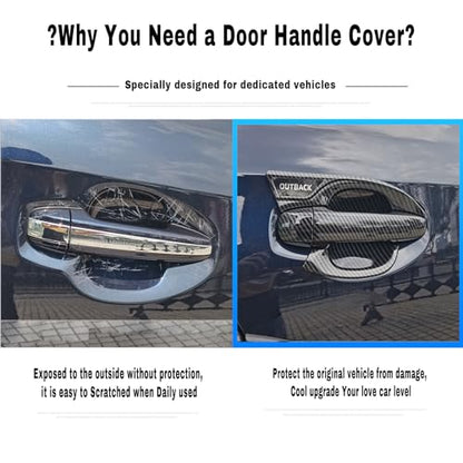 Door Handle Cup Protector for Subaru Outback 2021-2024, Custom Fit, Tap-On Scratch Resistant, 12 Packs Door Handle Cup Protector Trim, Fit for Subaru Outback Accessories Carbon Fiber