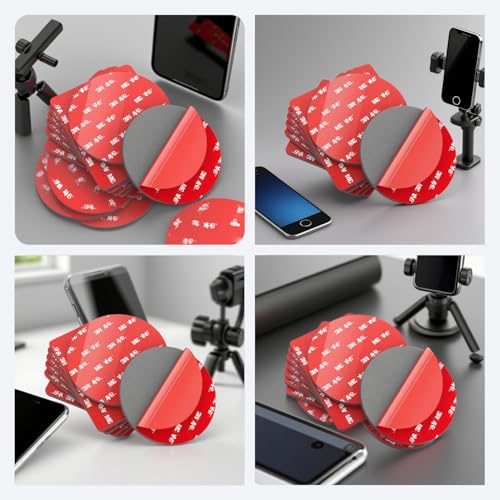 LingFei VHB Double-Sided Adhesive Pads for Dash Cam Mount – 4-Pack 2.2" Round, Heat Resistant Sticky Tape for Car Windshield, Dashboard, GPS, and Camera Holders with 4 Adhesion Promoter