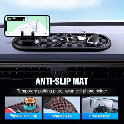 Multifunction Car Anti-Slip Mat, 2025 New Car Anti Slip Mat Phone Holder with Temporary Parking Number, Rotatable Anti Skid Car Dashboard Pad for Phones Sunglasses Keys Gadgets (Gray) - color: Gray
