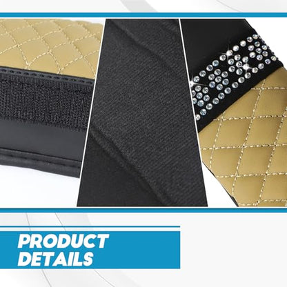 wuyaoyao 2PCS Bling Car Seat Belt Cover Pad, Breathable Leather Seatbelt Covers for Cars, Soft Comfortable Seatbelt Shoulder Strap Covers, Rhinestone Auto Seat Belt Protector Cushion (Beige) - color: Beige