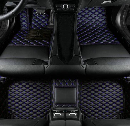 Custom Fit Car Floor Mats by SARAHS - Waterproof PU Leather Full Coverage for Most Cars, SUVs, and Trucks - Automotive Liners to Protect Vehicle Interior Floor Accessories (Black Blue) - color: Black blue