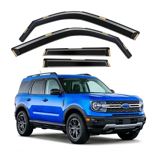 in-Channel Rain Guards Compatible with Ford Bronco Sport 2021-2025 Full Size Shatterproof Heavy-Duty Side Window Deflectors, Window Visor -Black, 4 PCS - size: Fit for Ford Bronco Sport 2021-2025 in Channel