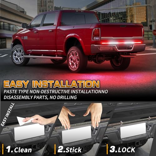XRIDONSEN 60 inch Truck Tailgate Emergency Lights Strip 360 LED Rear Window Red White Strobe Firefighter Lights Warning Hazard Safety First Responder for Vehicles Trucks Pickup POV - color: Red/White