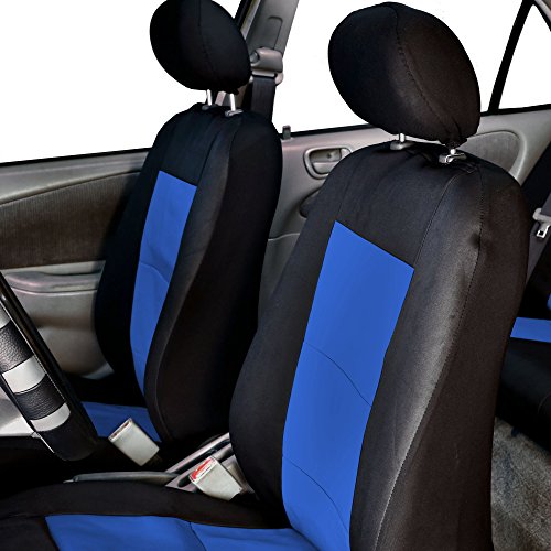 FH Group Full Set Neoprene Car Seat Covers for Low Back Front Seat Covers, Washable Seat Cover, Universal Fit for SUV, Sedan, Van, Blue - color: Blue/Black