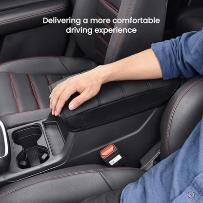 Center Console Cover for Honda CRV 2026 2025 2024 2023, Upgraded PU Leather Thick & Soft Armrest Cover for CRV 2023-2026 (Black Stitching) - color: Black Stitching