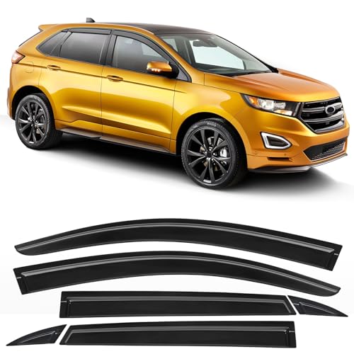 Rain Guards Compatible with Ford Edge 2015 2016 2017 2018 2019 2020 2021 2022 2023 2024, Tape-on Durable Side Window Sun Wind Deflectors, 2015-2024 Edge Rain Guard Black 6 PCS - size: Fit for Ford Edge 2015-2024