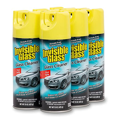 Invisible Glass 91163-6PK Premium Aerosol Glass Cleaner Spray for Car Windshields and Windows, Automotive and Home Window Cleaner, Streak-Free, Ammonia-Free, Tint-Safe – 15 oz (Pack of 6) - size: 15 Ounce (Pack of 6)