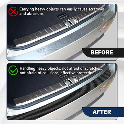 Zufoty Car Rear Bumper Protector Guard, Anti-Scratch Carbon Fiber Trunk Door Sill Protection Strip Sticker, Self-Adhesive Trunk Door Entry Sill Protector Universal for Car SUV Truck Pickup