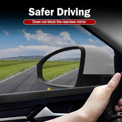 2 PCS Car Window Shades, Stretchable Side Window Full Coverage Sun Shade, Breathable Front Door Mesh Window Cover for Baby Kids Adults Pet, Universal for Most Cars (Black) - size: 2 PCS