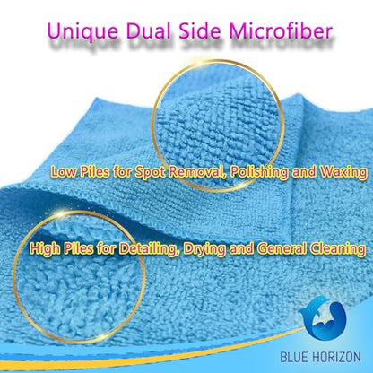 Blue Large Microfiber Cleaning Towels, 36-Pack Dual-Sided Ultra Soft Plush Washcloth, Professional Grade Premium Microfiber Car Cleaning Cloths, Car, Household and Commercial (Sky Blue, 16" X 16") - color: Sky Blue, size: 16" x 16"