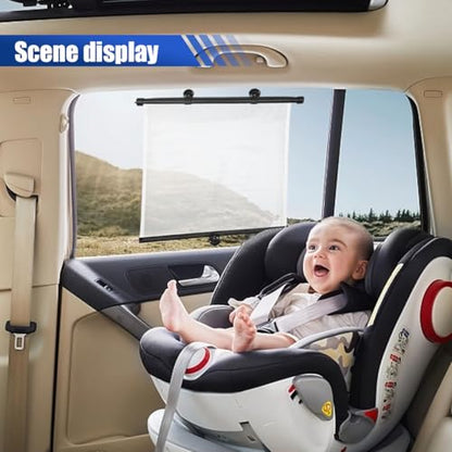 2PCS Car Side Window Sun Shade for Baby/Kids- 18"×14" Retractable Roller Car Window Shade with Suction Cups - Blocks Heat and UV Rays Glare Protection- Baby Travel Accessories for Cars (White) - color: White