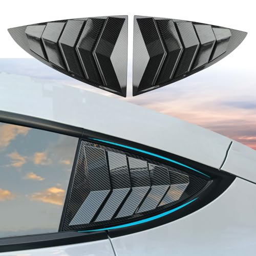 for Tesla Model 3 Rear Side Window Cover Louver Sport Style, for Tesla Model 3 2017-2025 Exterior Decoration Accessories (Model 3-Glossy Carbon Fiber Pattern) - color: Model 3-Glossy Carbon Fiber Pattern