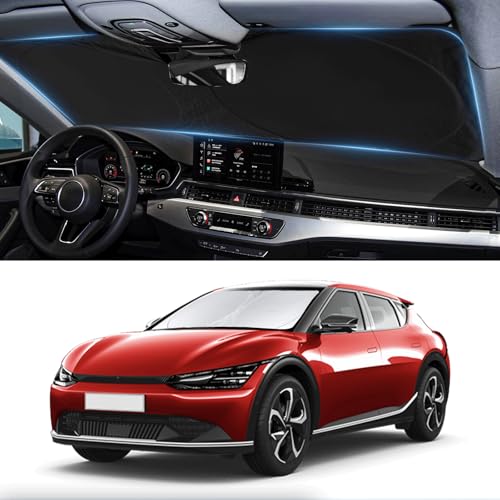 Custom Fit Kia EV6 Windshield Sunshade for 2022 2023 2024 2025 EV6 for Kia Front Window Shades Cover for Windshield Sun Visor Protector 210T Reflector Blocks UV Rays Cooler Car Accessories - size: Fit Kia EV6 2022-2025