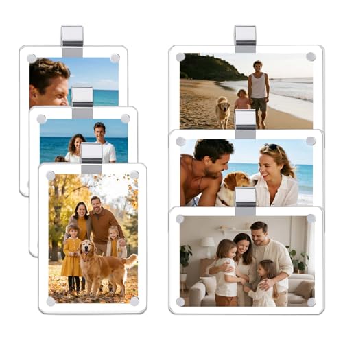 6 Pack Magnetic Car Visor Photo Holder – Personalized Acrylic Clip for Family, Pets, Travel Pictures – Easy Snap-On Car Accessory for Sun Visor (6 Pack, 2.4''x3.5'') - style: 6 Pack