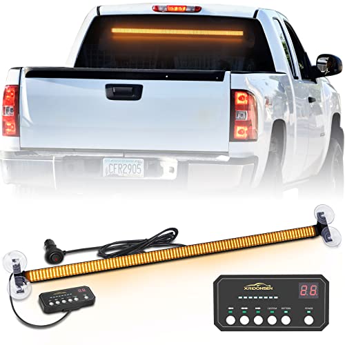 XRIDONSEN 35 inch Traffic Advisor Amber Light Bar 144 LED Rear Window Strobe Lights Emergency Warning Flashing Safety Interior Windshield Lights w/Directional for Plow Trucks Construction Vehicles - color: Amber
