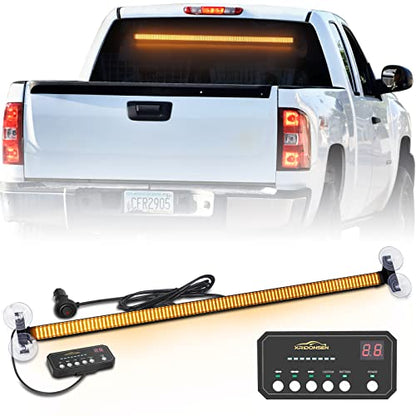 XRIDONSEN 35 inch Traffic Advisor Amber Light Bar 144 LED Rear Window Strobe Lights Emergency Warning Flashing Safety Interior Windshield Lights w/Directional for Plow Trucks Construction Vehicles - color: Amber