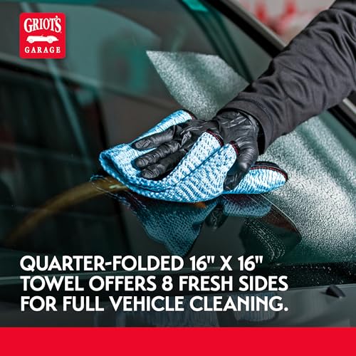 Griot's Garage PFM Crinkle Glass Towels for Car Detailing, Streak-Free Cleaning for Windows, Windshield, Mirrors, and More, 16" x 16", 55583, Set of 3