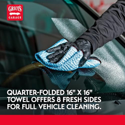 Griot's Garage PFM Crinkle Glass Towels for Car Detailing, Streak-Free Cleaning for Windows, Windshield, Mirrors, and More, 16" x 16", 55583, Set of 3