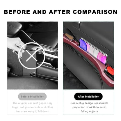 2 PCS Car Seat Gap Filler, Multifunctional Side Seat Gap Stopper Organizer with Phone Holder, Automotive Crevice Blocker Plug Between Seats Console to Prevent Dropping (Red) - color: Red